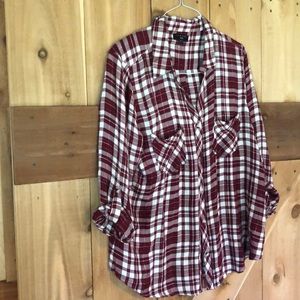 Light flannel shirt with silver thread running through.
